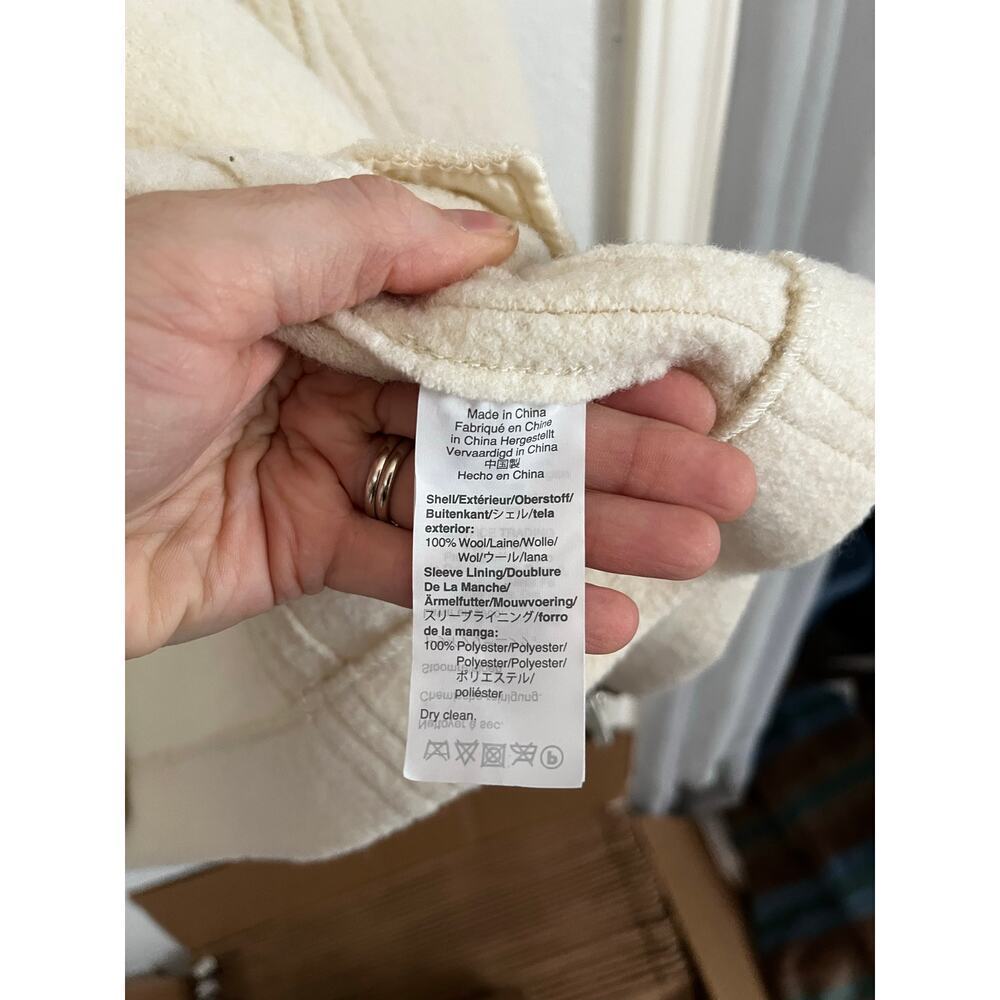 J Crew Italian Boiled Wool Zip Up Coat Cream XS - Picture 8 of 9